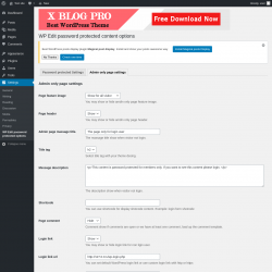 Page screenshot: Settings → WP Edit password protected options → Admin only page settings