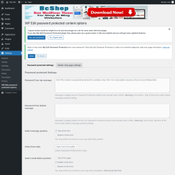 Page screenshot: Settings → WP Edit password protected options