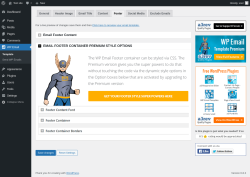 Page screenshot: WP Email → Footer