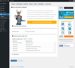 Page screenshot: WP Email → Exclude Emails