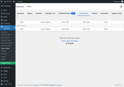 Page screenshot: WP Event Aggregator → Import History
