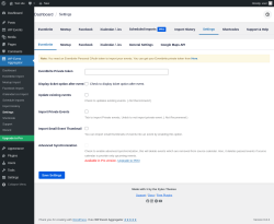 Page screenshot: WP Event Aggregator → Settings
