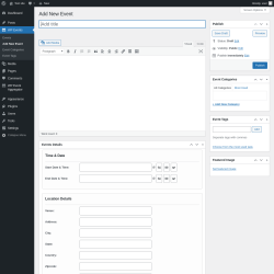 Page screenshot: WP Events → Add New Event