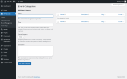 Page screenshot: WP Events → Event Categories