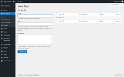 Page screenshot: WP Events → Event Tags