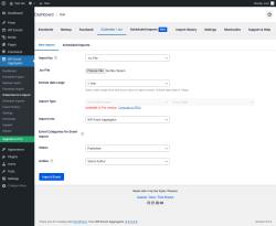 Page screenshot: WP Event Aggregator → iCalendar/.ics Import