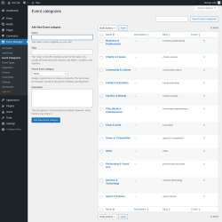 Page screenshot: Event Manager → Event Categories
