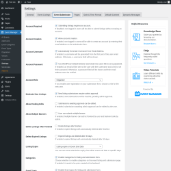 Page screenshot: Event Manager → Settings → Event Submission