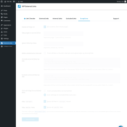 Page screenshot: External Links &rarr; 
             Exceptions        