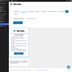 Page screenshot: WP External Links &rarr; 
             Internal Links        