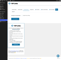 Page screenshot: WP External Links &rarr; 
             Excluded Links        