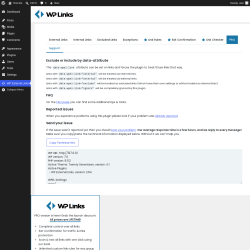 Page screenshot: WP External Links &rarr; 
             Support        