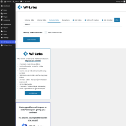 Page screenshot: WP External Links &rarr; 
             Excluded Links        