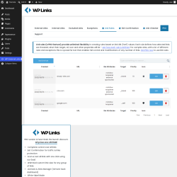 Page screenshot: WP External Links &rarr; 
             Link Rules        