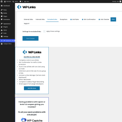 Page screenshot: WP External Links &rarr; 
             Excluded Links        