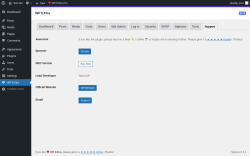 Page screenshot: WP EXtra → Support