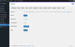 Page screenshot: WP EXtra → Support