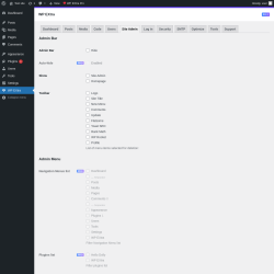 Page screenshot: WP EXtra → Site Admin