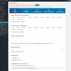 Page screenshot: WP File Manager &rarr; Settings