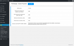 Page screenshot: WP File Manager &rarr; System Properties