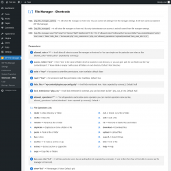 Page screenshot: WP File Manager &rarr; Shortcode &ndash; PRO