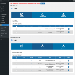 Page screenshot: WP File Manager &rarr; Logs