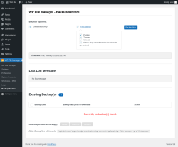 Page screenshot: WP File Manager &rarr; Backup/Restore
