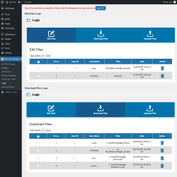Page screenshot: WP File Manager &rarr; Logs
