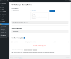 Page screenshot: WP File Manager &rarr; Backup/Restore