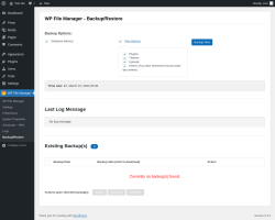 Page screenshot: WP File Manager &rarr; Backup/Restore