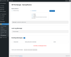 Page screenshot: WP File Manager &rarr; Backup/Restore