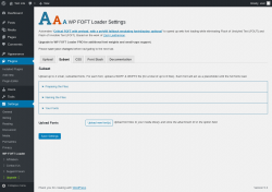 Page screenshot: Settings &rarr; WP FOFT Loader &rarr; Subset