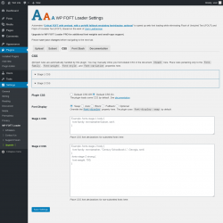 Page screenshot: Settings &rarr; WP FOFT Loader &rarr; CSS