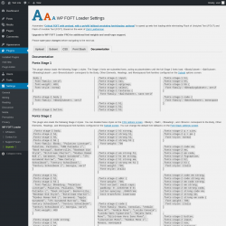 Page screenshot: Settings &rarr; WP FOFT Loader &rarr; Documentation