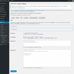 Page screenshot: Settings &rarr; WP FOFT Loader &rarr; CSS