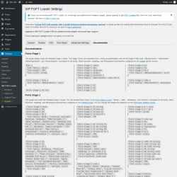 Page screenshot: Settings &rarr; WP FOFT Loader &rarr; Documentation