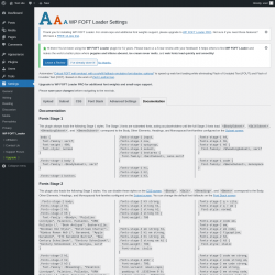 Page screenshot: Settings &rarr; WP FOFT Loader &rarr; Documentation