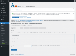 Page screenshot: Settings &rarr; WP FOFT Loader &rarr; Subset