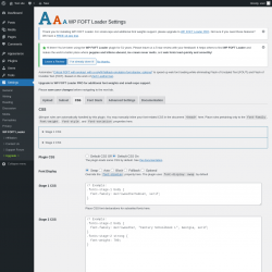 Page screenshot: Settings &rarr; WP FOFT Loader &rarr; CSS