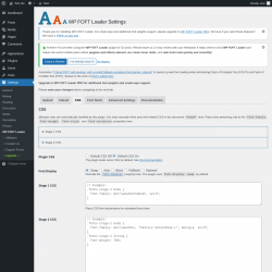 Page screenshot: Settings &rarr; WP FOFT Loader &rarr; CSS