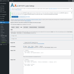 Page screenshot: Settings &rarr; WP FOFT Loader &rarr; CSS