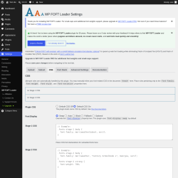 Page screenshot: Settings &rarr; WP FOFT Loader &rarr; CSS