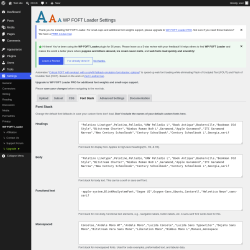 Page screenshot: Settings &rarr; WP FOFT Loader &rarr; Font Stack