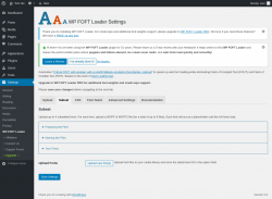 Page screenshot: Settings &rarr; WP FOFT Loader &rarr; Subset