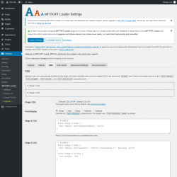 Page screenshot: Settings &rarr; WP FOFT Loader &rarr; CSS
