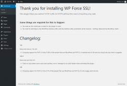 Page screenshot: Welcome to WP Force SSL ‹ Test site — WordPress