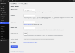 Page screenshot: Settings &rarr; GitHub Sync