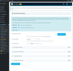 Page screenshot: WP MAPS &rarr; Plugin Settings