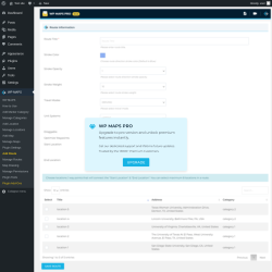 Page screenshot: WP MAPS &rarr; Add Route