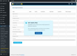 Page screenshot: WP MAPS → Manage Permissions